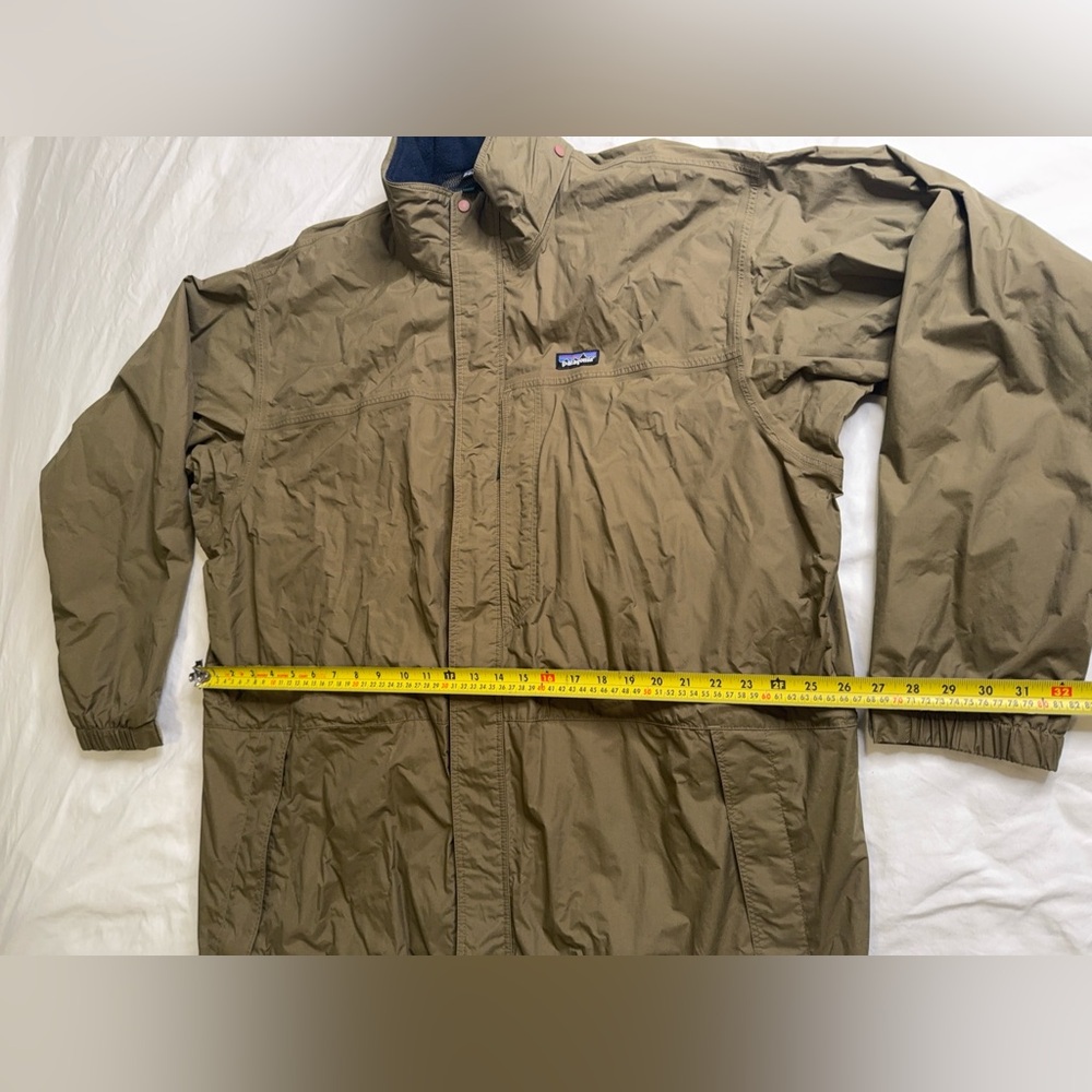 Patagonia Men’s XL Nylon Shell Jacket Olive Green Waterproof Hooded Windbreaker - Picture 13 of 14